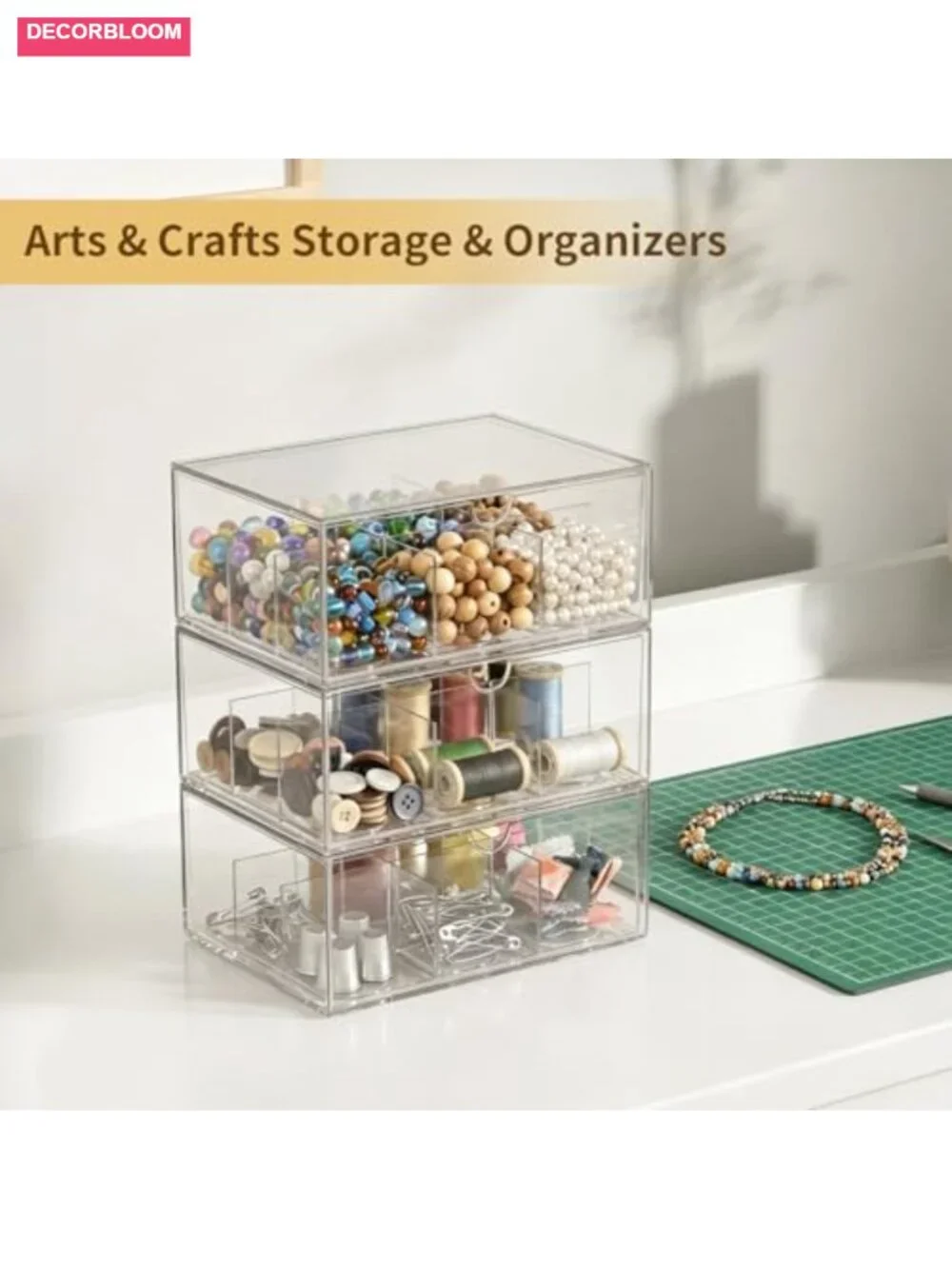 Clear Plastic Drawer Organizer with Dividers - Stackable Storage for Kitchen